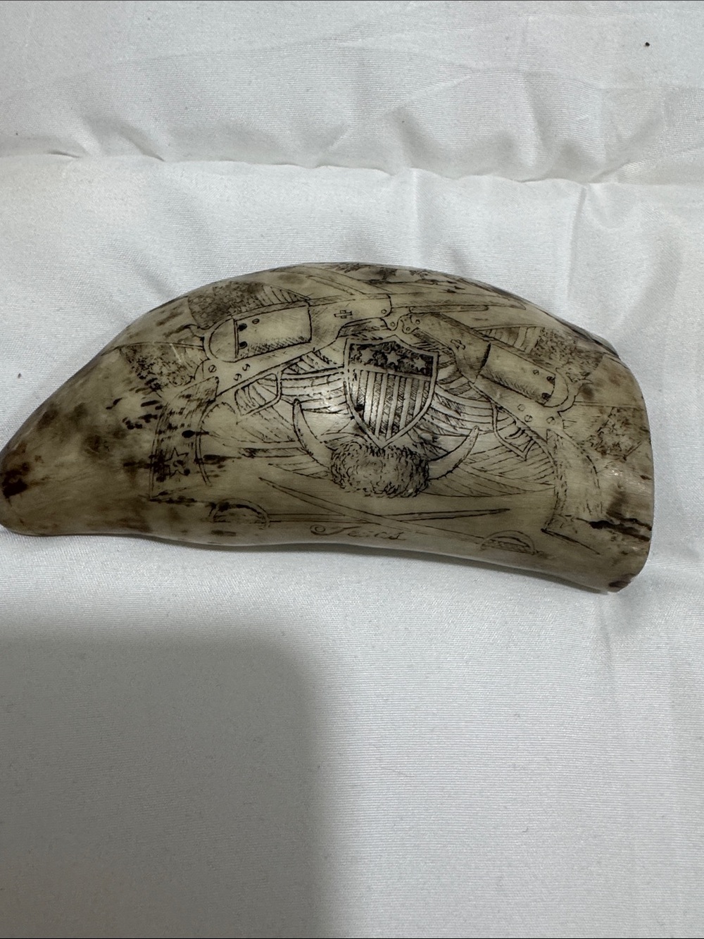 Scrimshaw Replica Whale Tooth Bone Reproduction